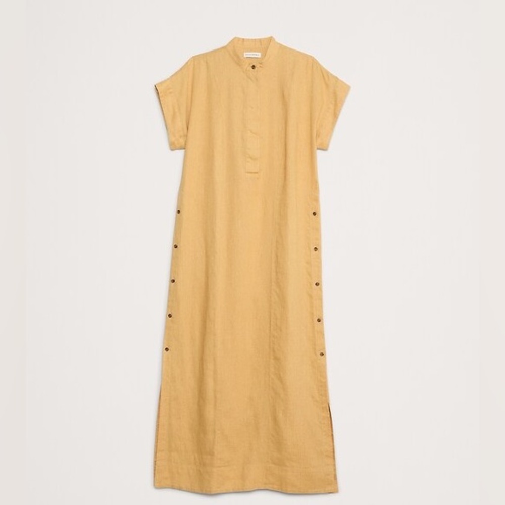 NEW! Banana Republic Stone Facade Linen Kaftan Maxi Dress - Size Medium 🌎 - Picture 5 of 5